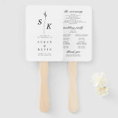 Eenvoudig minimaal chique blad monogram bruiloft p handwaaier (Voorkant en achterkant)