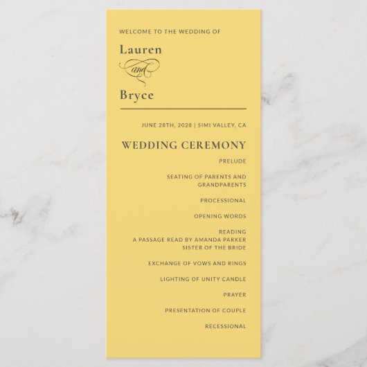 Eenvoudig minimaal citroendruppel geel huwelijkspr (Voorkant)