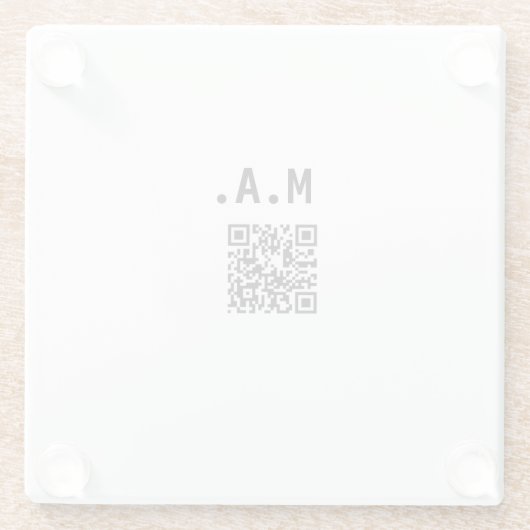 EENVOUDIG MINIMAAL.CUTIE ADD NAME Q R CODE SCAN TH GLAZEN ONDERZETTER (Achterkant)