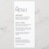 Eenvoudig minimaal diner bruiloft menu (Voorkant)