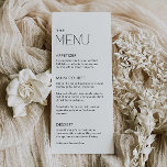 Eenvoudig minimaal diner bruiloft menu<br><div class="desc">Eenvoudige en elegante menukaarten zijn een klassieke manier om een schone en verfijnde look te bieden die elke tabelinstelling aanvult. Houd het chic met deze eenvoudige en elegante menukaarten die nooit uit de mode raken. Ga voor meer coördinerende items naar ons Simple Modern Wedding Collectie</div>