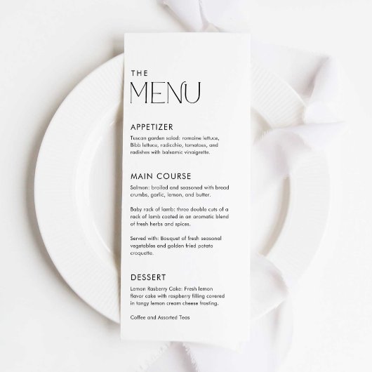 Eenvoudig minimaal diner bruiloft menu