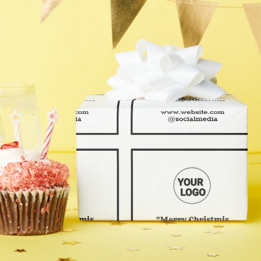 Eenvoudig minimaal elegant aangepast logo cadeaupapier (Verjaardagsfeest)