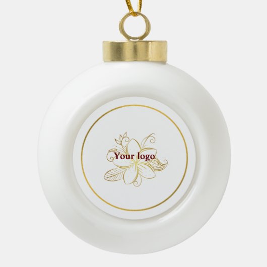 Eenvoudig minimaal elegant aangepast logo hier bed keramische bal ornament (Voorkant)