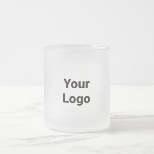 Eenvoudig minimaal elegant aangepast logo hier bed matglas koffiemok (Center)