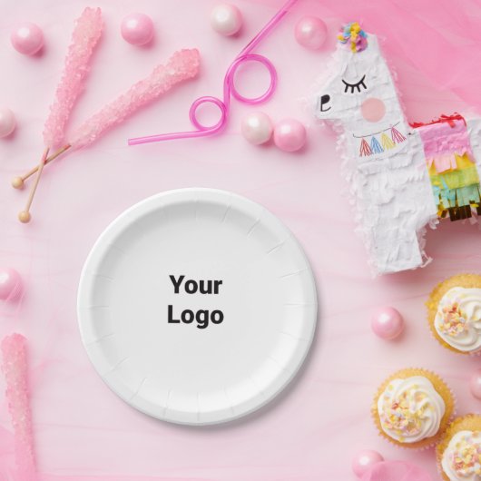 Eenvoudig minimaal elegant aangepast logo hier bed papieren bordje (Feest)