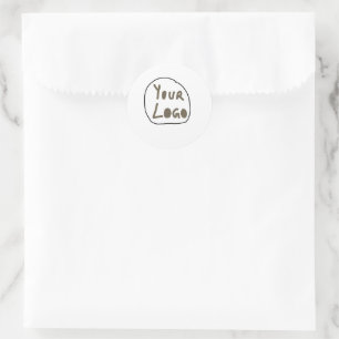 Eenvoudig minimaal elegant aangepast logo hier bed ronde sticker