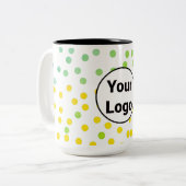 Eenvoudig minimaal elegant aangepast logo hier bed tweekleurige koffiemok (Voorkant links)