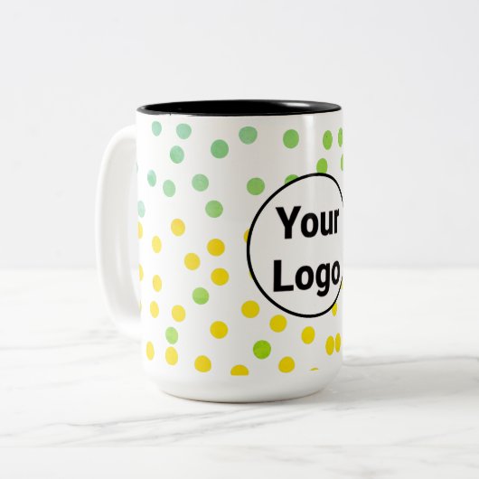 Eenvoudig minimaal elegant aangepast logo hier bed tweekleurige koffiemok (Voorkant links)