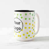 Eenvoudig minimaal elegant aangepast logo hier bed tweekleurige koffiemok (Voorkant rechts)