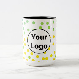 Eenvoudig minimaal elegant aangepast logo hier bed tweekleurige koffiemok