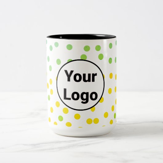 Eenvoudig minimaal elegant aangepast logo hier bed tweekleurige koffiemok (Center)