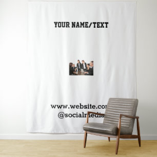 Eenvoudig minimaal elegant aangepast logo hier bed wandkleed