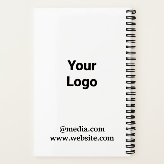 Eenvoudig minimaal elegant aangepast logo in bedri notitieboek (Achterkant)