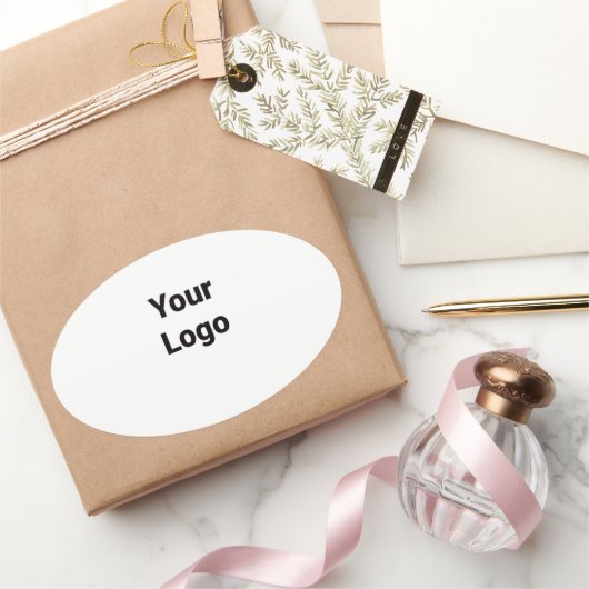 Eenvoudig minimaal elegant aangepast logo in bedri ovale sticker (Geschenken)