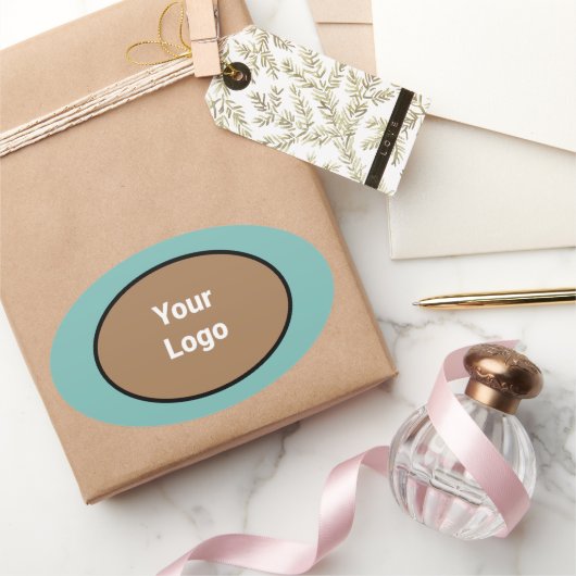 Eenvoudig minimaal elegant aangepast logo in bedri ovale sticker (Geschenken)