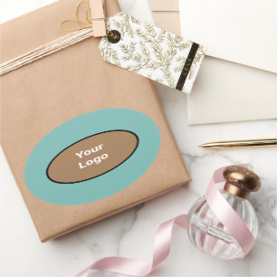 Eenvoudig minimaal elegant aangepast logo in bedri ovale sticker