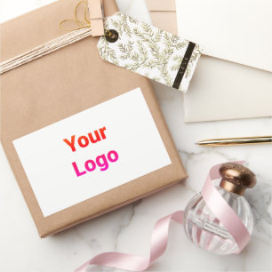 Eenvoudig minimaal elegant aangepast logo in bedri rechthoekige sticker