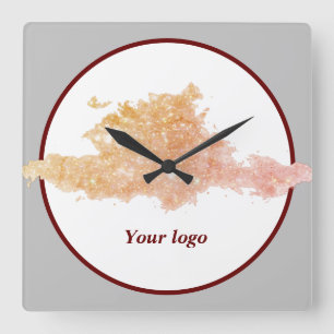 Eenvoudig minimaal elegant aangepast logo vierkante klok