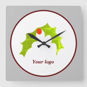 Eenvoudig minimaal elegant aangepast logo vierkante klok
