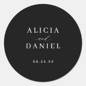 Eenvoudig, minimaal elegant bruidskapje ronde sticker (Voorkant)
