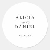 Eenvoudig, minimaal elegant bruidskapje ronde sticker (Voorkant)