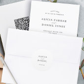 Eenvoudig, minimaal elegant bruidskapje ronde sticker