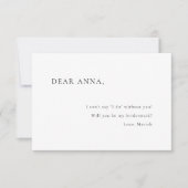 Eenvoudig minimaal elegant bruidsmeisje voorstel kaart (Voorkant)