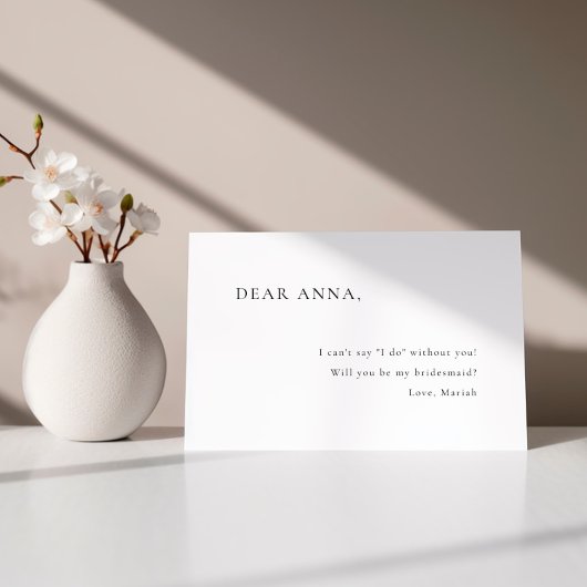 Eenvoudig minimaal elegant bruidsmeisje voorstel kaart