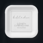 Eenvoudig minimaal elegant grafisch Vrijgezellenfe Papieren Bordje<br><div class="desc">Dit eenvoudige en moderne ontwerp bestaat uit sans serif en speels cursieve typografie met doedelharten. Ideaal voor een bruiloft vrijgezellenfeest feest.</div>