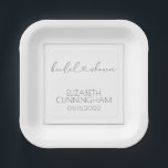 Eenvoudig minimaal elegant grafisch Vrijgezellenfe Papieren Bordje<br><div class="desc">Dit eenvoudige en moderne ontwerp bestaat uit sans serif en speels cursieve typografie met doedelharten. Ideaal voor een bruiloft vrijgezellenfeest feest.</div>