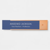 Eenvoudig Minimaal Elegant Modern Blauw Deurbordje (Voorkant)