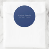 Eenvoudig Minimaal Elegant Modern Blauw Ronde Sticker (Tas)