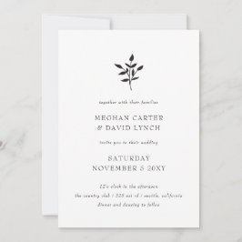 Eenvoudig minimaal elegant modern botanisch huweli kaart