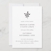 Eenvoudig minimaal elegant modern botanisch huweli kaart (Voorkant)