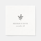 Eenvoudig minimaal elegant modern botanisch huweli servet (Voorkant)