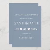 Eenvoudig minimaal elegant, modern, robuust blauw save the date (Voorkant / Achterkant)