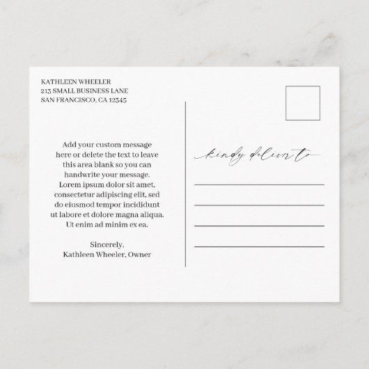 Eenvoudig Minimaal Elegant Modern Zakelijk Bedankt Briefkaart (Achterkant)