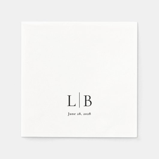 Eenvoudig minimaal Elegant Monogram Initialen Brui Servet (Voorkant)