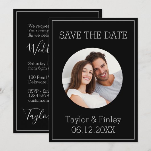 Eenvoudig Minimaal Elegant Persoonlijk Fotohuwelij Kaart (Voorkant / Achterkant)