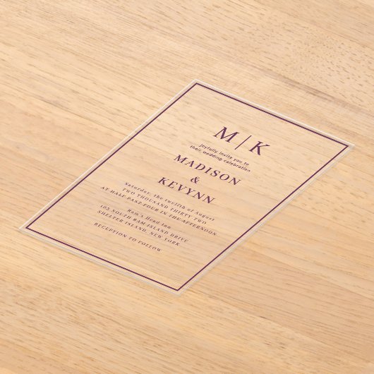 Eenvoudig minimaal en chique | Bruiloft Acryl Uitnodigingen (Laagn)