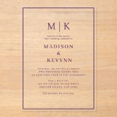 Eenvoudig minimaal en chique | Bruiloft Acryl Uitnodigingen (Voorkant)