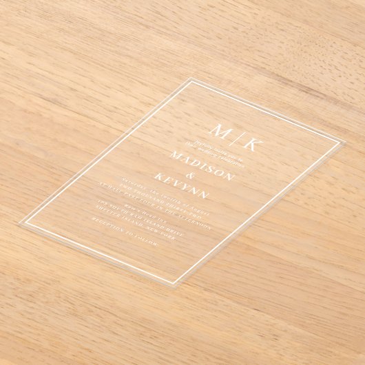 Eenvoudig minimaal en chique | Bruiloft Acryl Uitnodigingen (Laagn)