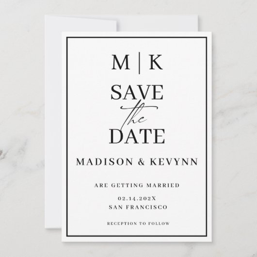 Eenvoudig minimaal en chique | Bruiloft Bewaar de  Kaart (Voorkant)