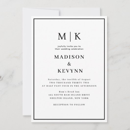 Eenvoudig minimaal en chique | Bruiloft Kaart (Voorkant)