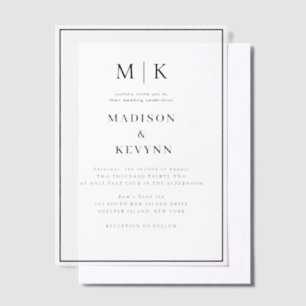 Eenvoudig minimaal en chique   Bruiloft Vellum Uitnodigingen