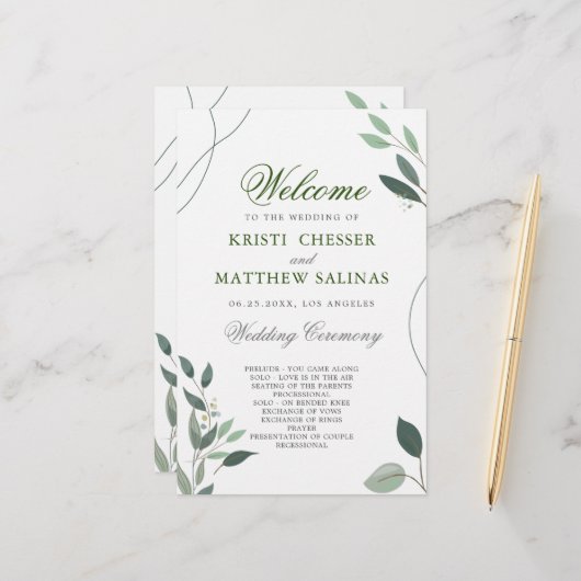 Eenvoudig minimaal eucalyptus Greenery Wedding Pro (Voorkant / Achterkant in situ)