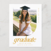 Eenvoudig Minimaal Foto Goud Script Afstuderen Briefkaart (Voorkant)