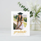 Eenvoudig Minimaal Foto Goud Script Afstuderen Briefkaart (Staand voorkant)