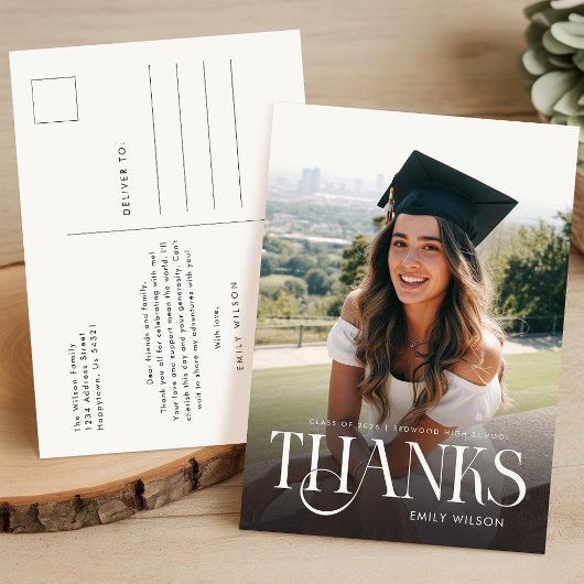 Eenvoudig Minimaal Foto Modern Script Afstuderen Briefkaart